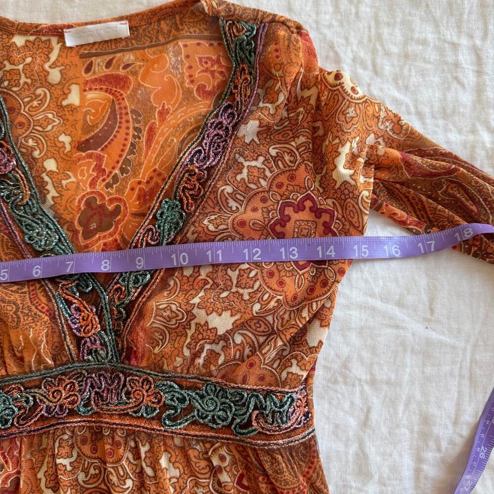 Vintage european micro mesh orange long sleeve top - Picture 5 of 7